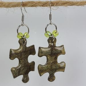 Adorable earrings,  made from Vintage puzzle pieces, bricks2